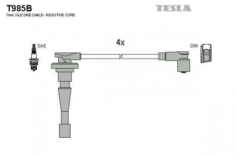 Комплект кабелей зажигания TESLA T985B