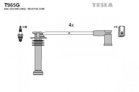 Комплект кабелей зажигания TESLA T965G (фото 1)