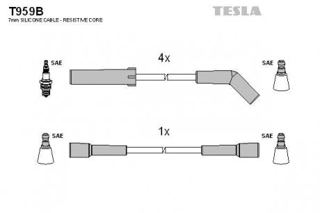 Комплект кабелів запалювання TESLA T959B