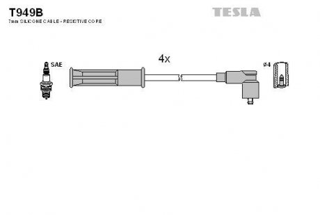 Комплект кабелів запалювання TESLA T949B (фото 1)