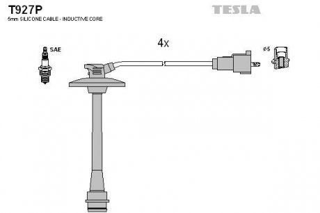 Комплект кабелів запалювання TESLA T927P (фото 1)