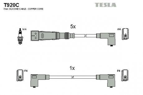 Комплект кабелей зажигания TESLA T920C (фото 1)