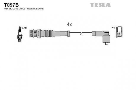 Комплект кабелей зажигания TESLA T897B