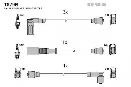 Комплект кабелів запалювання TESLA T829B