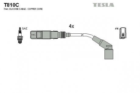 Комплект кабелів запалювання TESLA T810C