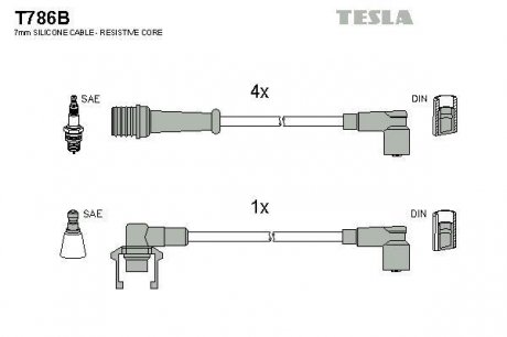 Комплект кабелів запалювання TESLA T786B (фото 1)