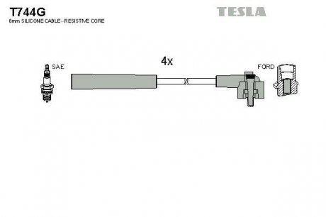 Комплект кабелей зажигания TESLA T744G