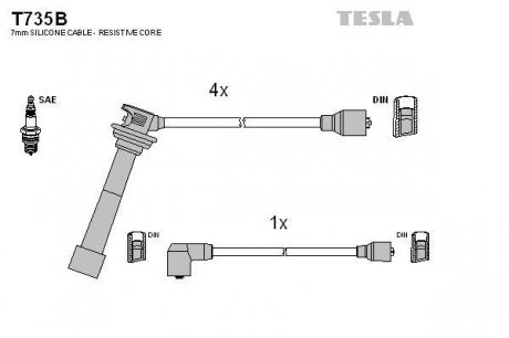 Комплект кабелів запалювання TESLA T735B