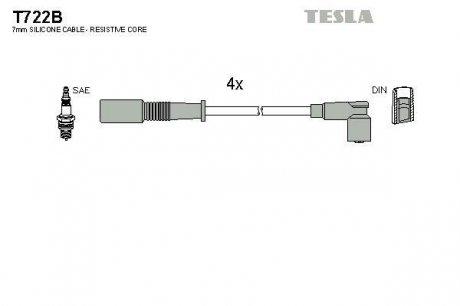 Комплект кабелей зажигания TESLA T722B