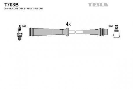 Комплект кабелей зажигания TESLA T708B (фото 1)
