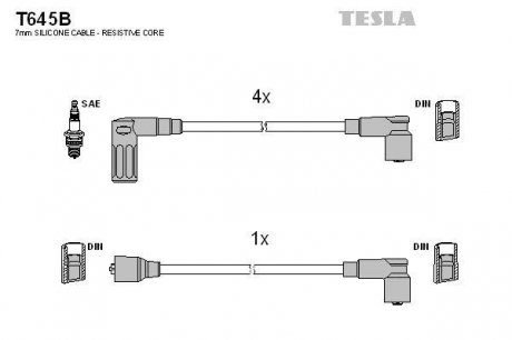 Комплект кабелей зажигания TESLA T645B (фото 1)