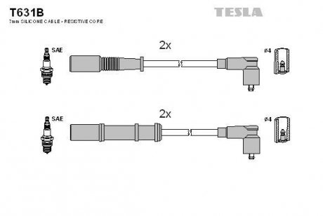 Комплект кабелей зажигания TESLA T631B