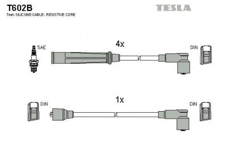 Комплект кабелей зажигания TESLA T602B