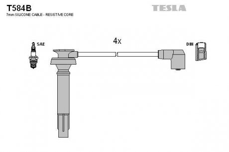 Комплект кабелів запалювання TESLA T584B