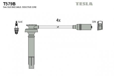 Комплект кабелів запалювання TESLA T579B (фото 1)