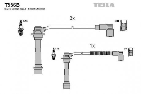 Комплект кабелей зажигания TESLA T556B (фото 1)