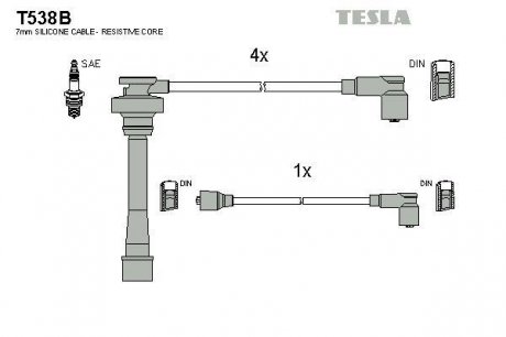 Комплект кабелей зажигания TESLA T538B (фото 1)