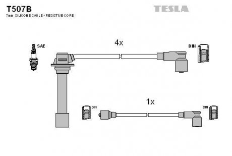 Комплект кабелів запалювання TESLA T507B (фото 1)