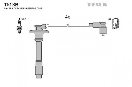 Комплект кабелей зажигания TESLA T518B (фото 1)