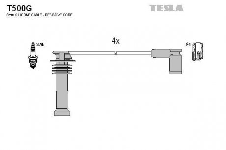 Комплект кабелей зажигания TESLA T500G (фото 1)