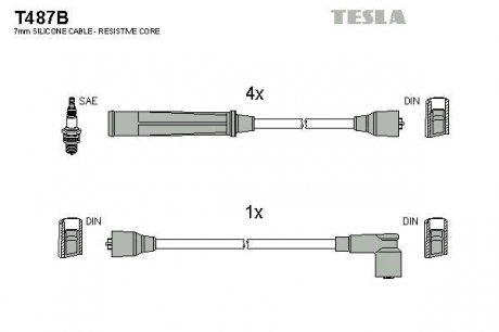 Комплект кабелів запалювання TESLA T487B