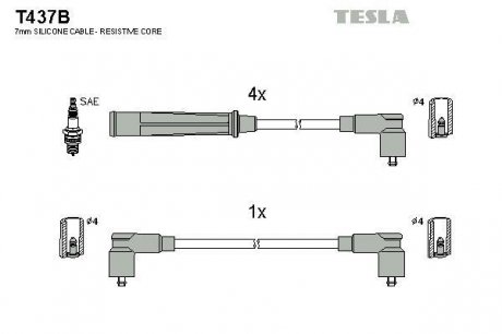 Комплект кабелів запалювання TESLA T437B