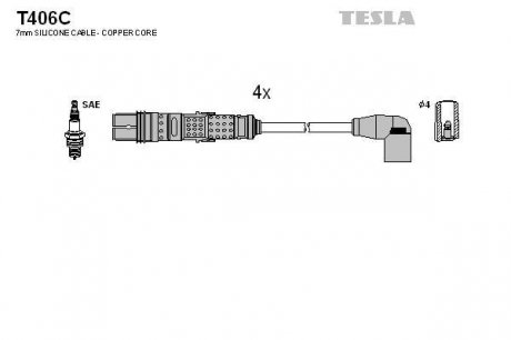 Комплект кабелей зажигания TESLA T406C