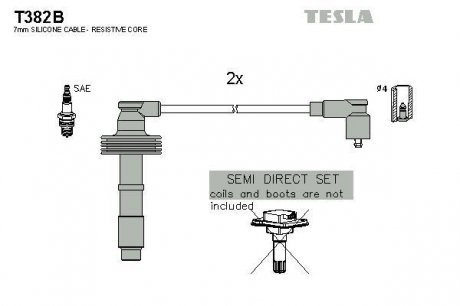 Комплект кабелей зажигания TESLA T382B (фото 1)