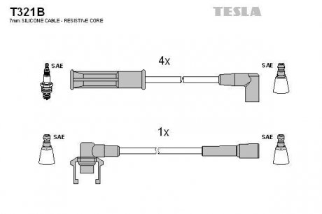 Комплект кабелів запалювання TESLA T321B