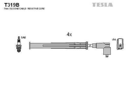 Комплект кабелів запалювання TESLA T319B