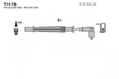 Комплект кабелів запалювання TESLA T317B (фото 1)