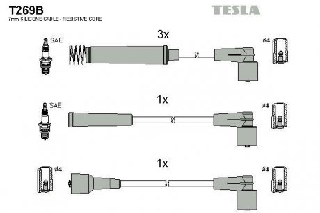 Комплект кабелів запалювання TESLA T269B