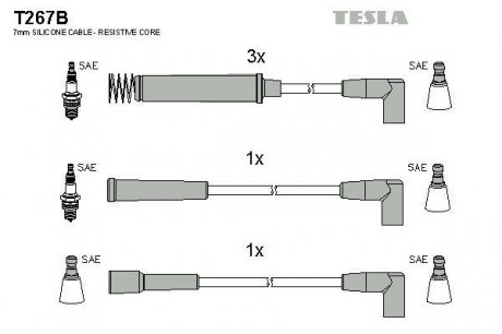Комплект кабелів запалювання TESLA T267B