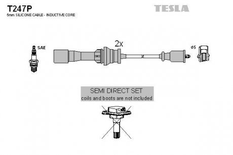 Комплект кабелів запалювання TESLA T247P (фото 1)