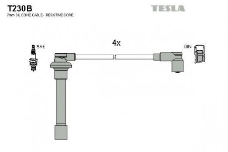 Комплект кабелів запалювання TESLA T230B (фото 1)