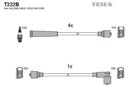 Комплект кабелей зажигания TESLA T222B