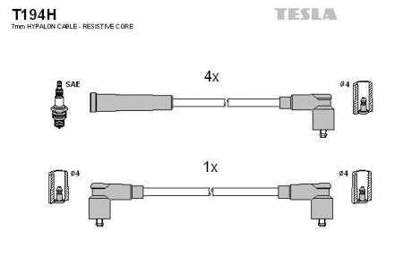 Комплект кабелей зажигания TESLA T194H