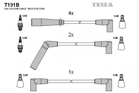Комплект кабелей зажигания TESLA T191B (фото 1)