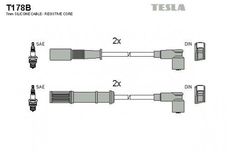 Комплект кабелів запалювання TESLA T178B (фото 1)