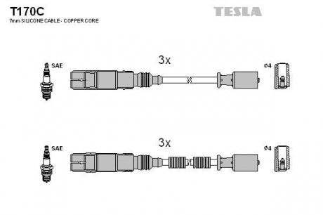 Комплект кабелей зажигания TESLA T170C (фото 1)