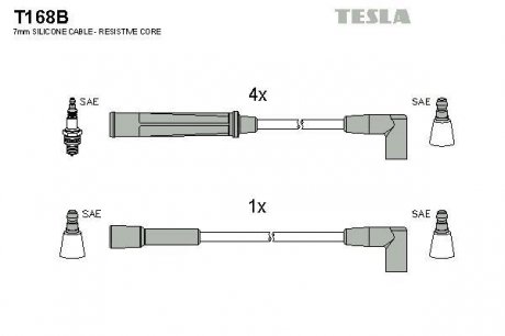 Комплект кабелів запалювання TESLA T168B
