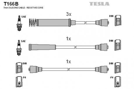 Комплект кабелів запалювання TESLA T166B (фото 1)