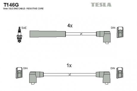 Комплект кабелей зажигания TESLA T146G (фото 1)