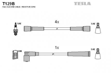 Комплект кабелів запалювання TESLA T129B (фото 1)