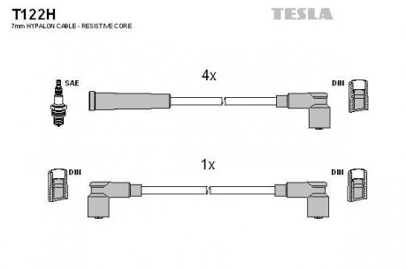 Комплект кабелей зажигания TESLA T122H