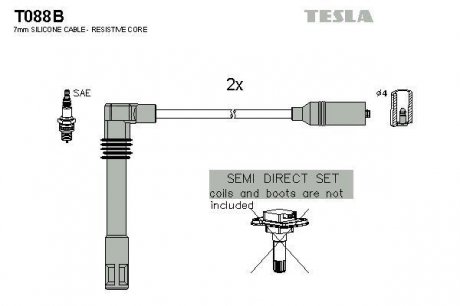 Комплект кабелей зажигания TESLA T088B