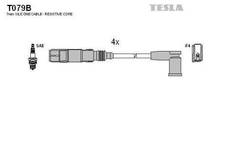 Комплект кабелей зажигания TESLA T079B (фото 1)