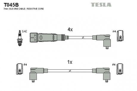 Комплект кабелей зажигания TESLA T045B (фото 1)