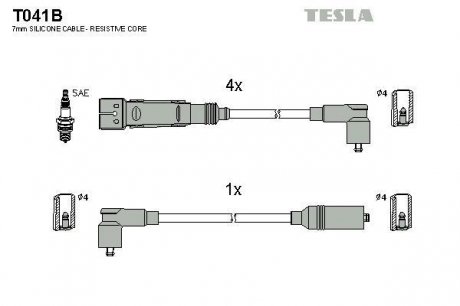 Комплект кабелів запалювання TESLA T041B