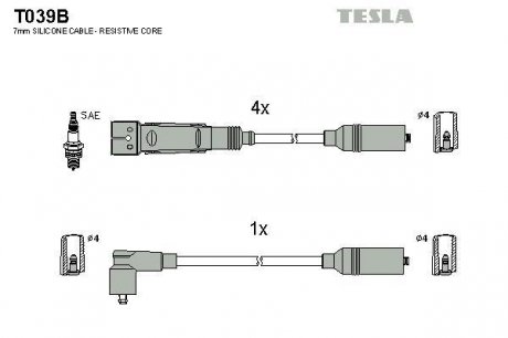 Комплект кабелей зажигания TESLA T039B